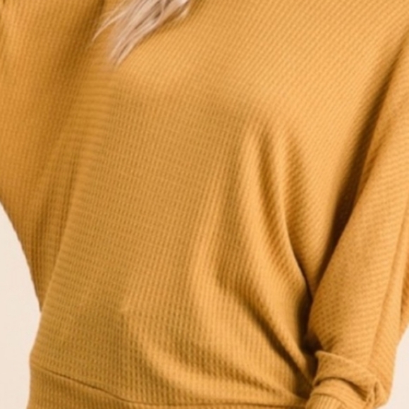 Thermal Knit Off The Shoulder Doleman Sleeved Top - Picture 7 of 14